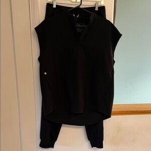 Two Figs Women's Black Rafaela  Tops & Two Zamora Jogger pant sets.